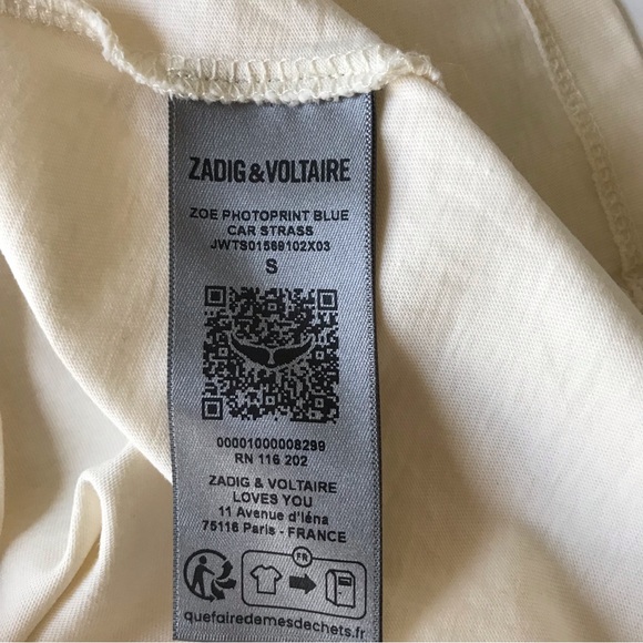 ZADIG & VOLTAIRE Zoe PhotoPrint Blue Car Strass Tee - Picture 14 of 15